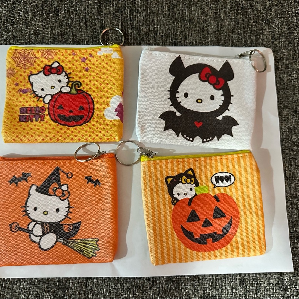 Hello Kitty Halloween Themed Coin Pouches - Yellow, Orange, Black, White